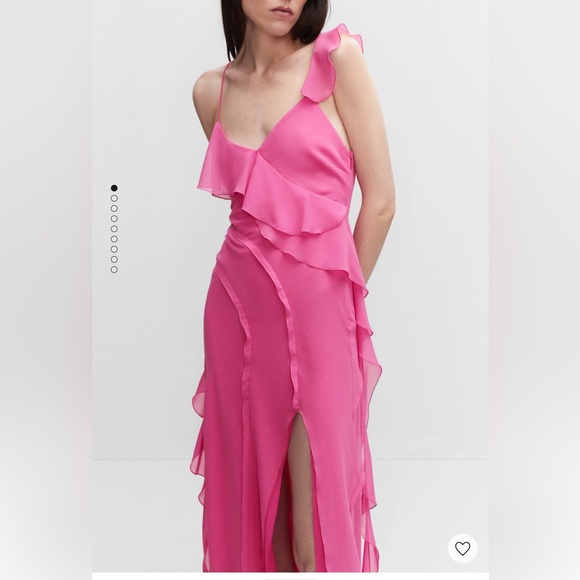 Mango Ruffle Slit dress - Size 6 - Picture 2 of 3